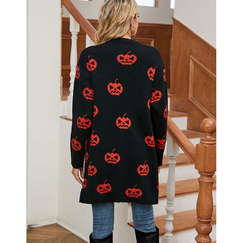 Женский осенне-зимний кардиган, повседневное жаккардовое пальто, вязаный свитер