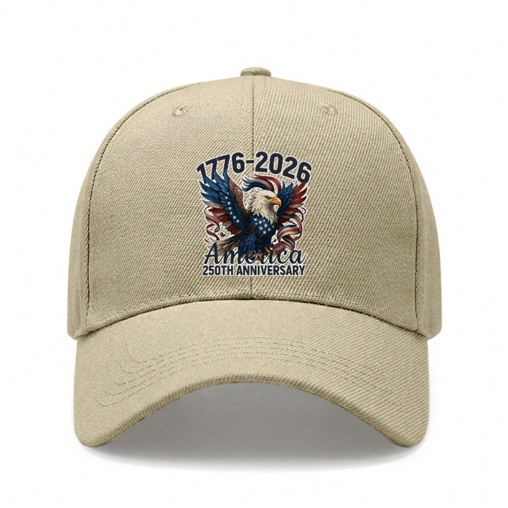 Patriotic Baseball Cap - 2026 AMERICA 250Th Anniversary Print Polyester Adjustable Unisex Vintage Style Outdoor Sports Holiday Hat