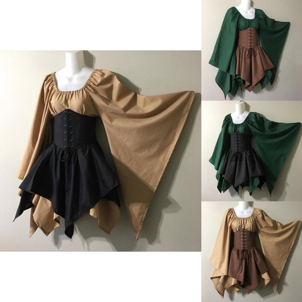 Очаровательный средневековый женский наряд лесной эльфийки феи с корсетом для магии на Хэллоуин