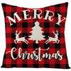 Pillow Christmas Pillow Cover Red and Black Plaid Sofa Cushion Cover Car Backrest Lumbar Support Nordic