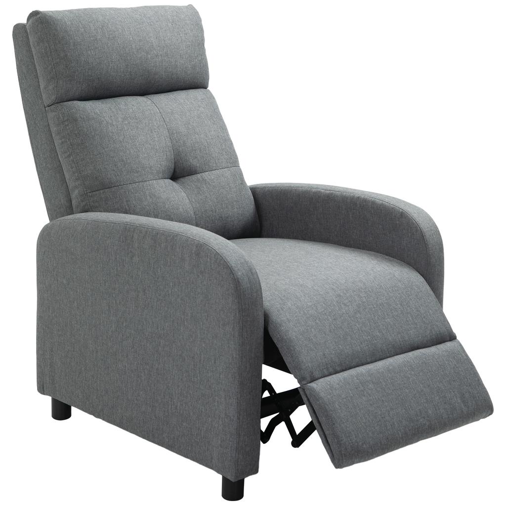 Recliner with Reclining Function, Extendable Footrest, Pocket Spring Core, up to 150 kg, Grey