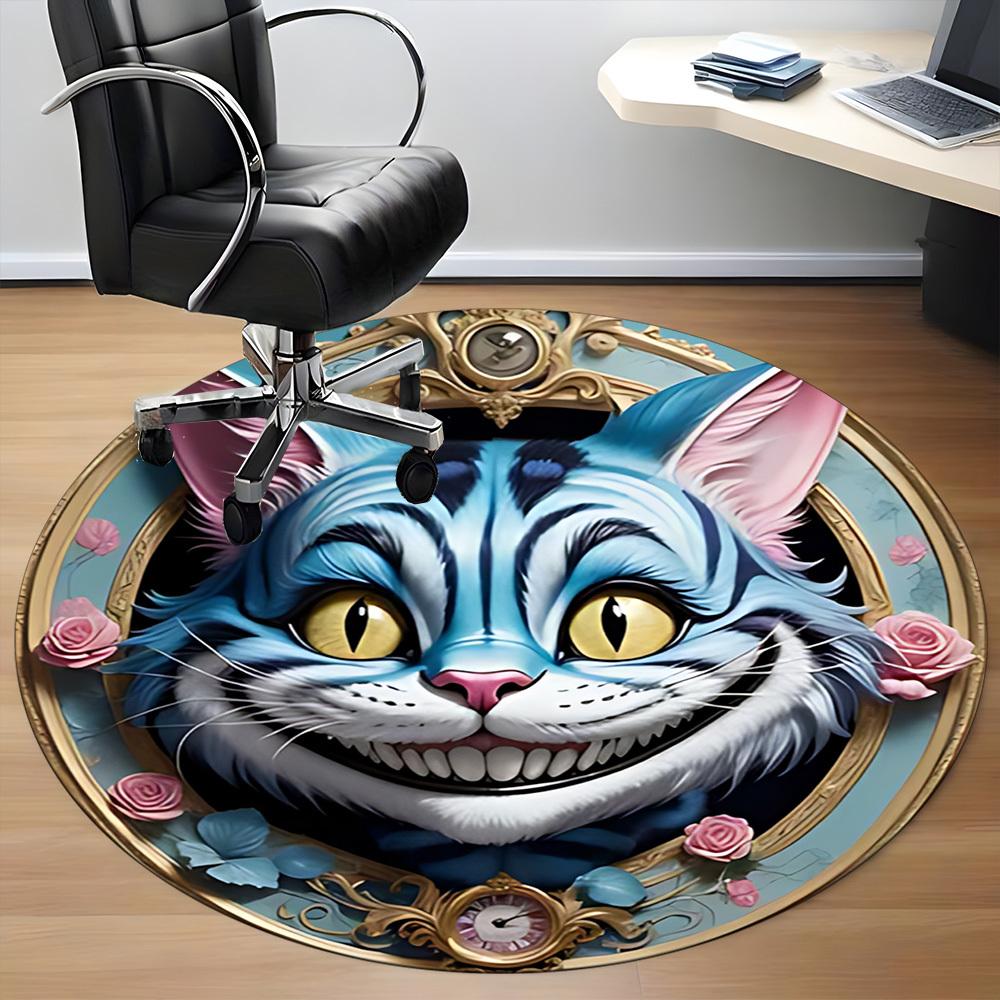 1pc Cat Wonderland Office Round Area Rug, Indoor Mat Suitable For Office, Under Office Chairs Bedroom Living Room Home Decor, Room Deco