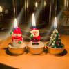 3pcs/set Christmas Candles Mini Claus Xmas Tree Snowmen Shaped Tin Cans Handheld Candles for Home Decor New Year Craft Gifts