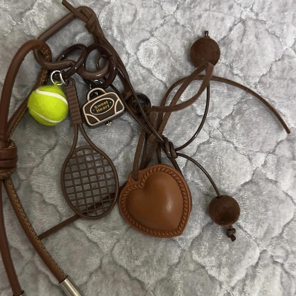Backpack Decor Brown Bow Heart Bag Pendant Leather Korean Charm Rope Keyring Women Girl