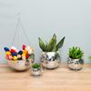 Mosaic Hanging Planter Disco Ball Design Flower Pot Balcony Planter with Hanging Chains