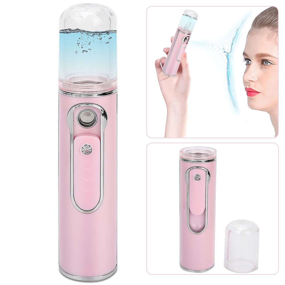 Nano Face Mist Sprayer USB Rechargeable Moisturizing Hydrating Face Humidifier Pink