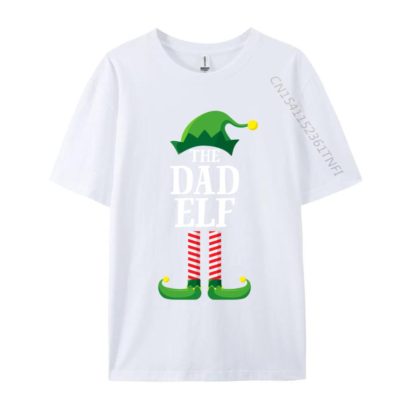 Dad Elf Matching Family Group Christmas T-Shirt Casual Cotton Men's Tees Fashionable Fitted Tshirts Funny Design