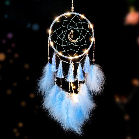 Dream Catcher Eye-catching Creative Shape Iron Ring LED Moon Dream Catcher Wall Art Ornament for Home
