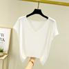 Женские летние футболки однотонные с V-образным вырезом базовая футболка модальная свободная футболка топы повседневная майка