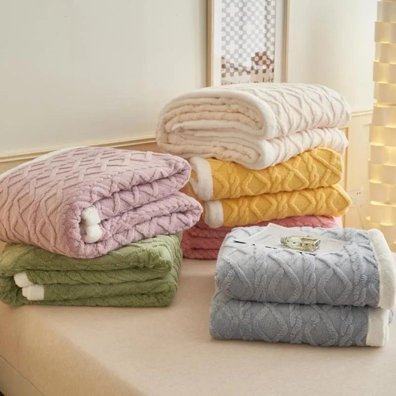 Новое одеяло Tafu Fleece Water Cube Nap Sofa Flannel Milk Fleece Double Thickened Blanket Легкое, нежное и теплое