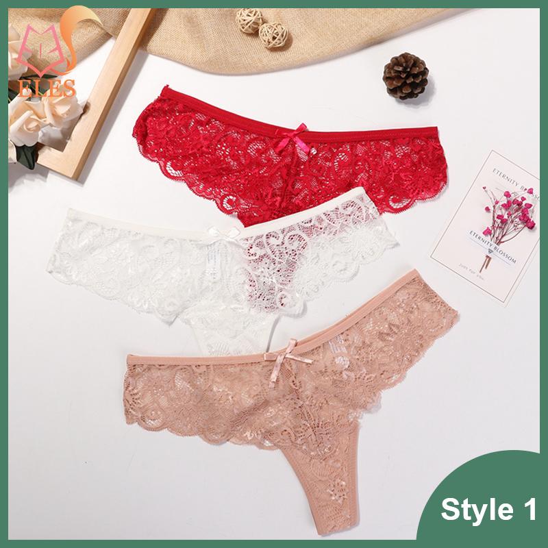 3 Pcs Woman Panties Sexy Lace Thong Underwear Lingerie Female T-back Temptation Low Waist G-string Pack