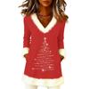 Women's Christmas Fashion Plush V-neck Pullover Sweater Solid Color Long Sleeve Top