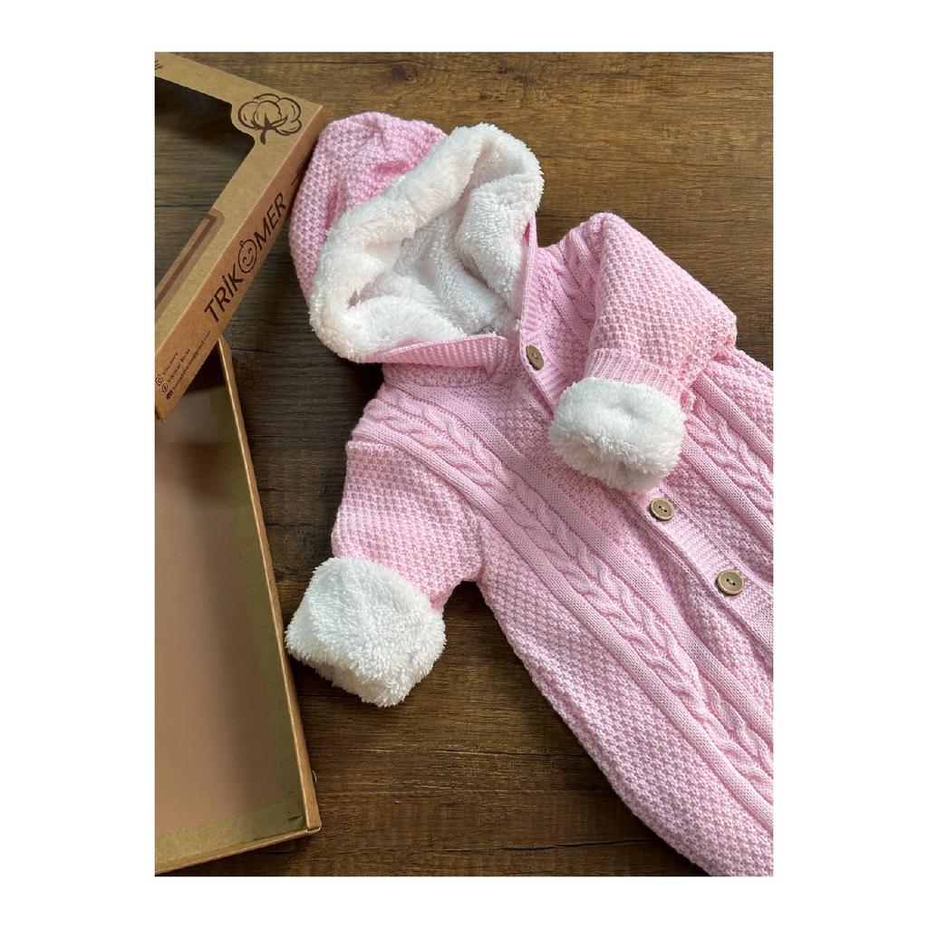 Трикотаж Комбинезон для новорожденных с овечьей шерстью внутри, очень мягкий узор для вязания волос