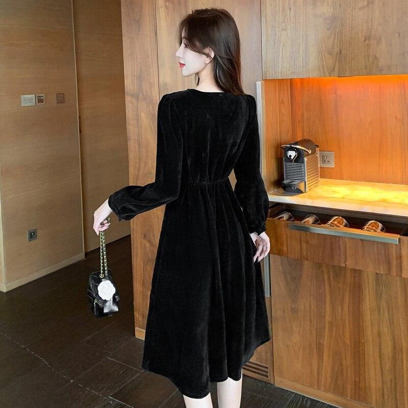 Осень-зима женские вельветовые платья модные женские платья с длинным рукавом повседневное свободное винтажное вельветовое платье 3XL