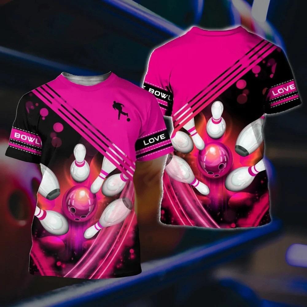 New Summer Men's Bowling T-shirt 3D Full Print T-shirt Suitable for Both Men and Women Casual T-shirt