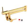 G1/2in Thread Brass Wall Mounted Foldable Kitchen Faucet Single Cold Single Hole Sink Tap with 2