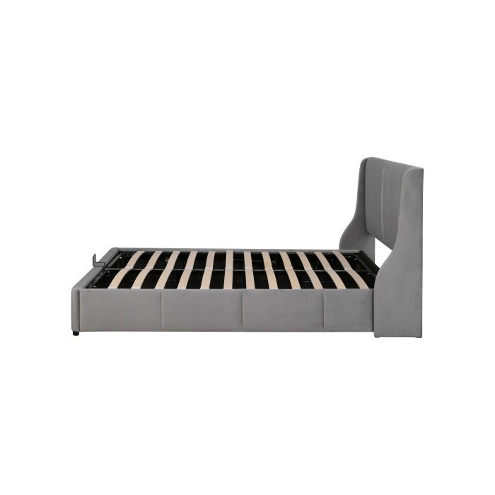 Мягкая кровать, форма уха, изголовье, двуспальная кровать, функциональная гидравлическая кровать, 140 x 200, серый