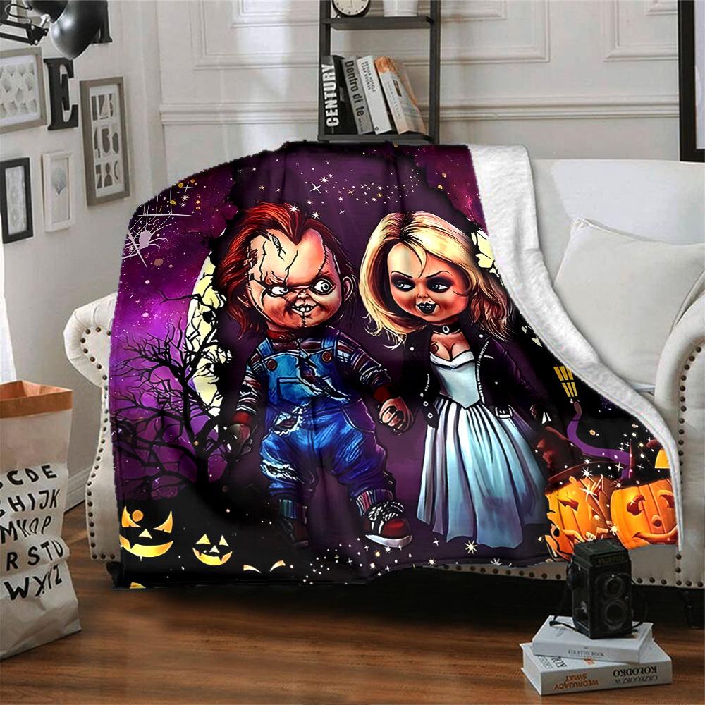 Chucky's Creepy Knife Play Flannel Blanket, Soft Polyester, Modern Design, All-Season for Camping, Travel, Gifts for holidays or birthdays