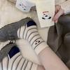 Женские осенние милые мультяшные полосатые носки-трубы без косточек, с трехмерным щенком, тканевой этикеткой, в контрастных цветах