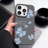 Синий мягкий матовый чехол с принтом банта для iPhone 16 Pro Max 15 Pro 14 13 12 11 ударопрочный чехол из кожи TPU с текстурой тонкий чехол для телефона