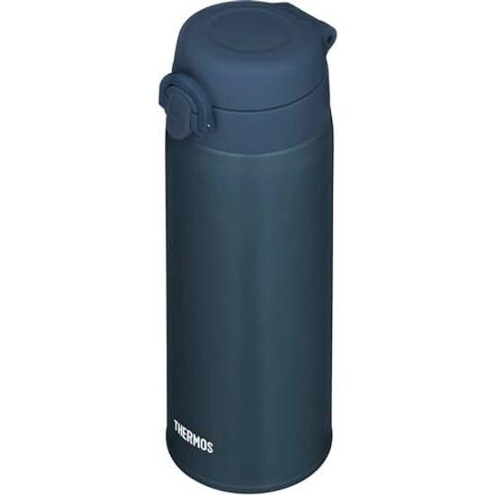 Термос Thermos с вакуумной изоляцией, дорожная кружка, 500 мл, темно-синий, съемный носик для питья, легко моется, ультралегкий, компактный тип, открывается одним касанием, стальная бутылка