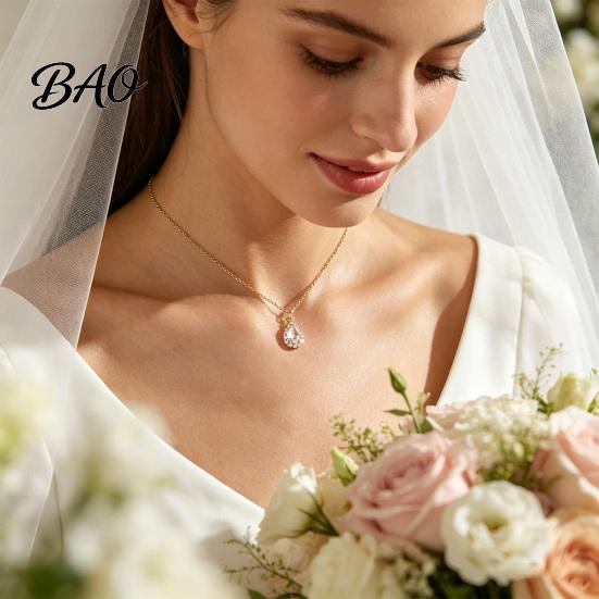 Elegant Alloy Chain for Women Water Drop Necklace Women, Cubic Zirconia Rhinestone Pendant, Sparkling Statement Jewelry Cocktail Party Birthday Gifts