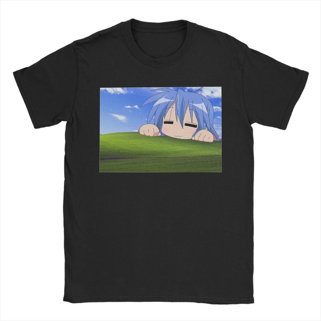 Винтажные футболки с дизайном Konata Izumi Lucky Star для унисекс, женские, с круглым вырезом, хлопковые, с коротким рукавом, одежда для вечеринок