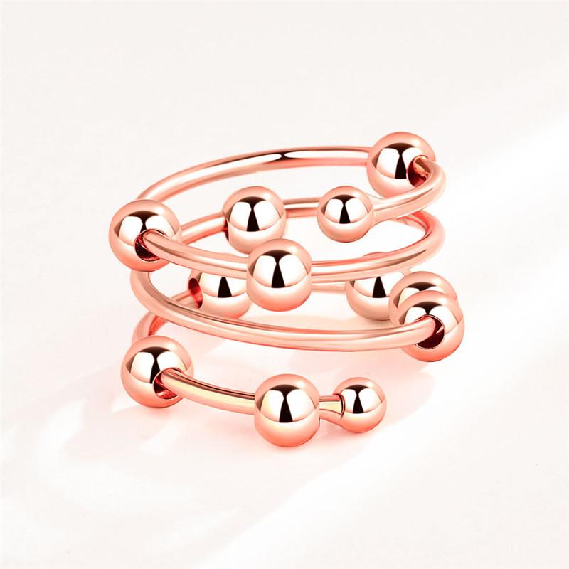 Fashion Beads Anxiety Ring Fidget Spinner Rings Korea Crystal Butterfly Flower Star Moon Ring Anti Stress Jewelry Gift