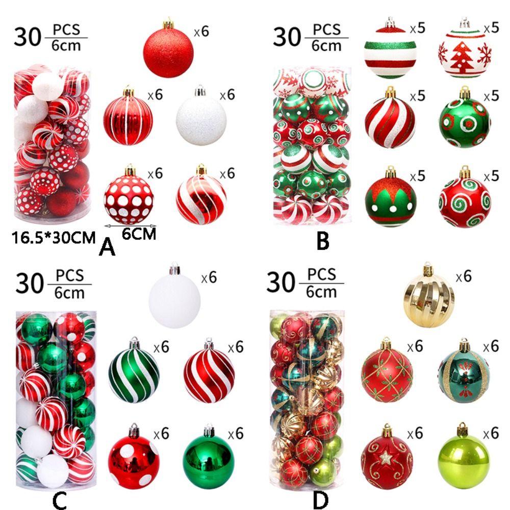 30Pcs/box Electroplated Painted Christmas Balls 6cm Christmas Tree Ornaments Ball  Christmas Party