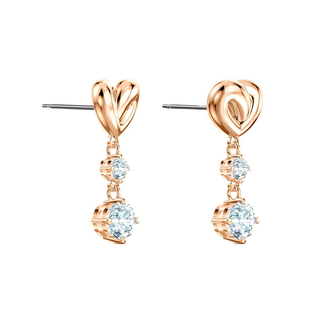 Swarovski Сердце на всю жизнь Любовь Искрящиеся Романтические Серьги-Узел Женские серьги Белое Розовое Золото 5517942