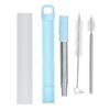 304 Stainless Steel Collapsible Straw Portable Foldable Drinking Straw Durable and Light for Coffee and DrinksBlue