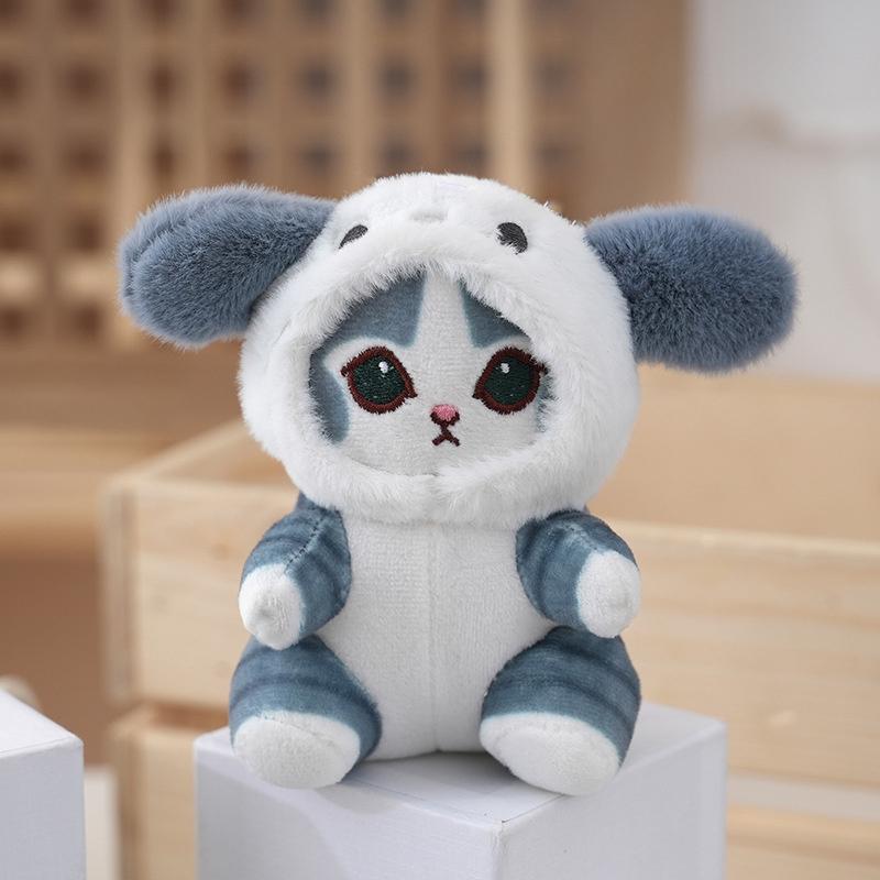 Kawaii Sanrios Crossdressing Cat Plush Doll Toy Cute Cartoon Stuffed Keychain Backpack Pendant For Kid Gifts