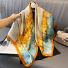 Print Satin Silk Square Scarf Hijab Women Bandana 90CM Headscarves Neckerchief Ladies Muffler Shawl Wrap Foulard Headband