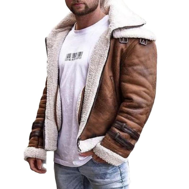 Men's Fur Integrated Short Coat Double Collar Men's Jacket