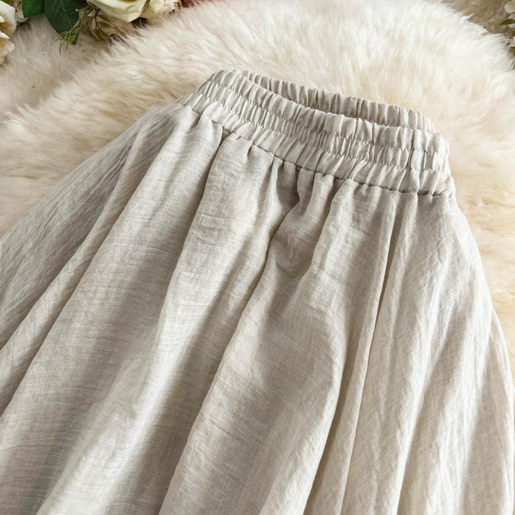 Dimanaf 2025 Summer Solid Women New Skirts Elastic Elegant White Pleated Skirts Lace High Waist