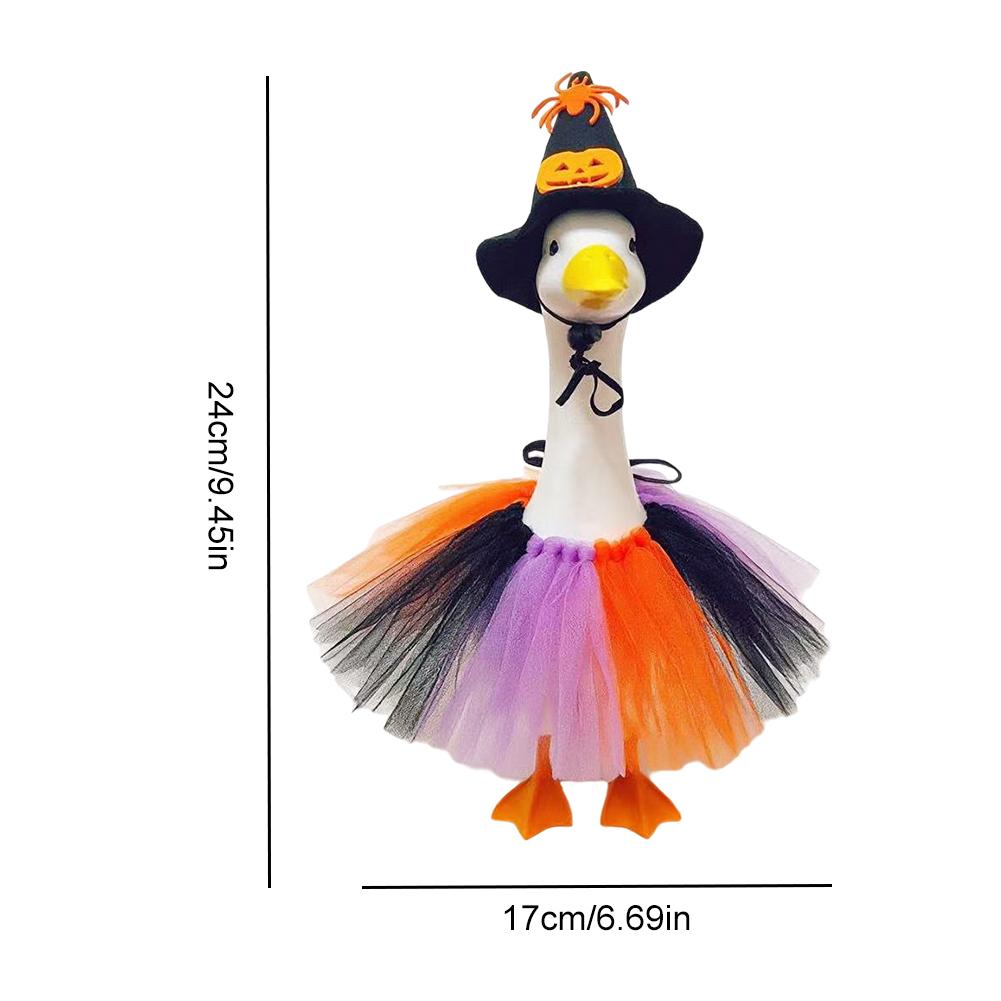 1 Набор Хэллоуинских Нарядов для Гуся на Пороге со Шляпой Ведьмы и Юбкой Милая Осенняя Одежда для Гуся Костюм для Хэллоуина Сада Патио Двора На Улице