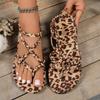 Тапочки с леопардовым принтом для женщин, летняя одежда, нескользящие пляжные сандалии с клипсой на носке