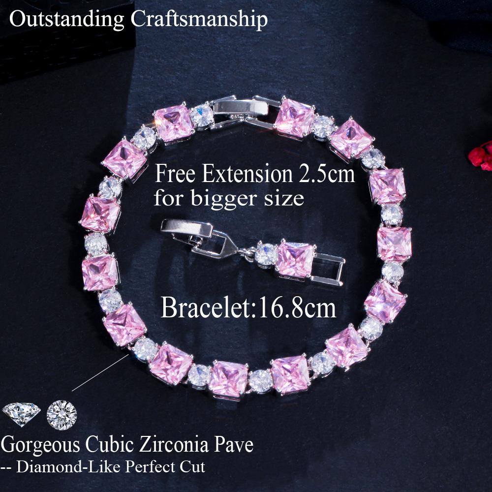 CMM Classic Light Blue Cubic Zirconia Square Tennis Bracelet