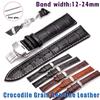 Crocodile Genuine Leather Watch Strap 12 13 14 15 16 17 18mm 19 20mm 21mm 22mm 24mm Watch Band Butterfly Buckle Wrist Watchband