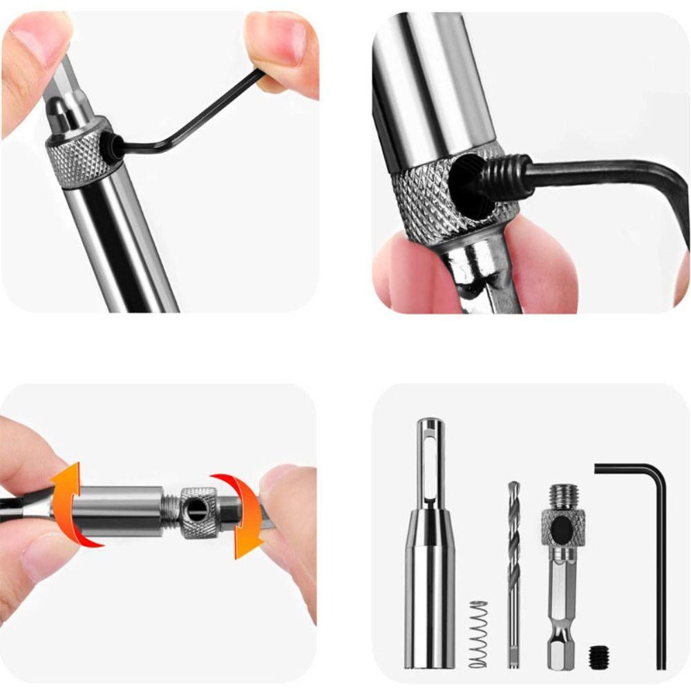 3/4Pcs Steel Positioning Hole Opener Silver Woodworking Hinge Drilling Durable Hinge Drill Bits