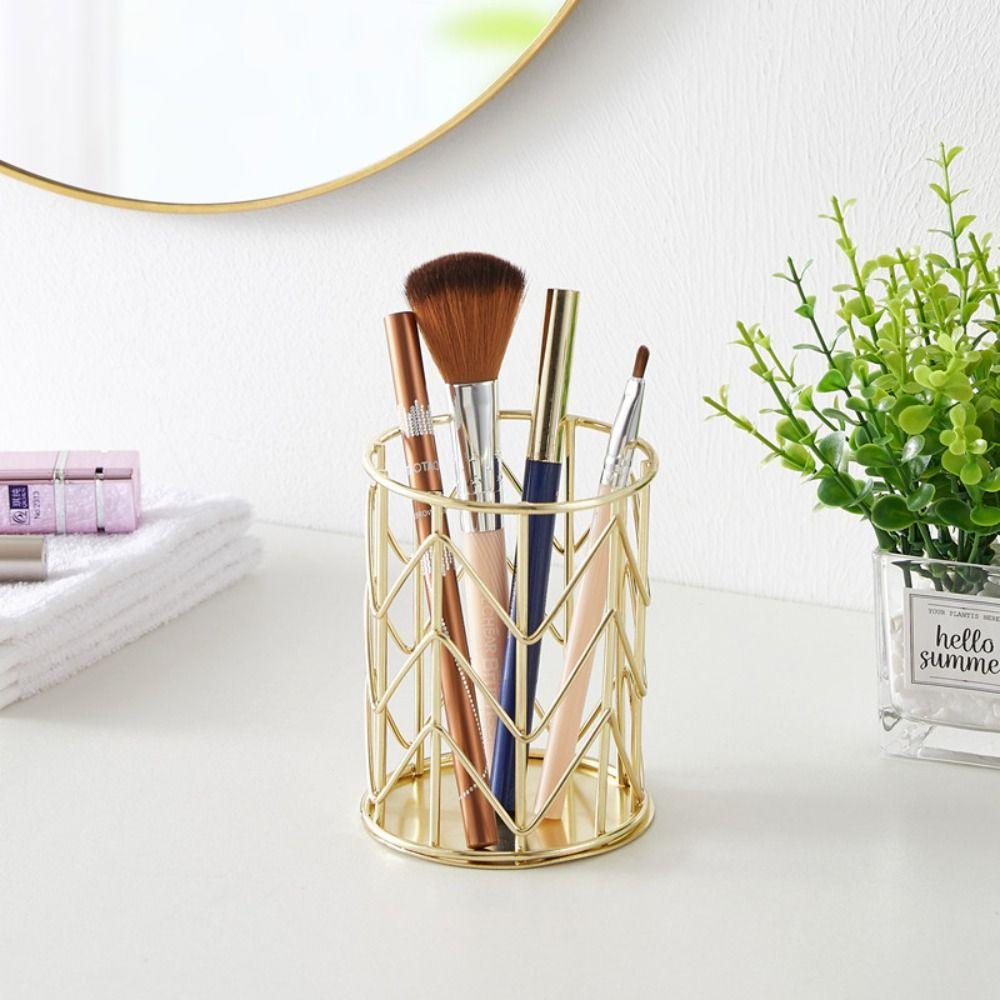 Metal Pen Holder Scandinavian Style Office Storage Exquisite Cosmetic Brush Storage Bucket