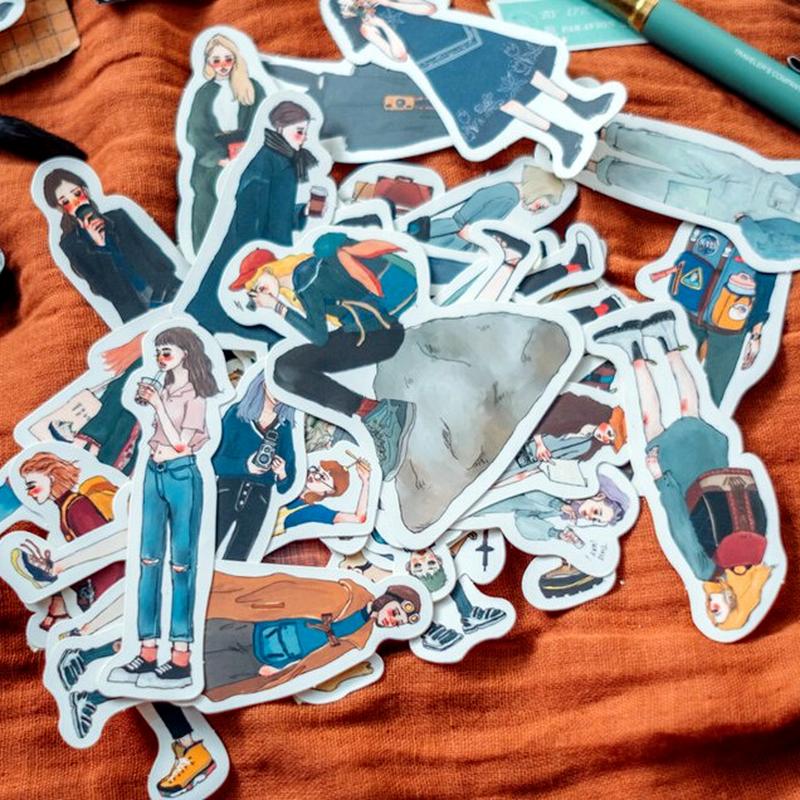 Бумажные наклейки для путешествий для девочек, планировщик для скрапбукинга, мусорная пуля, журнал, проект, принадлежности для рукоделия, 30 шт./лот