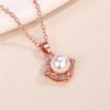 New Exquisite Imitation Pearl Necklace for Women with Shiny CZ Silver Color/Rose Gold Color Necklaces Fashion Wedding Jewelry