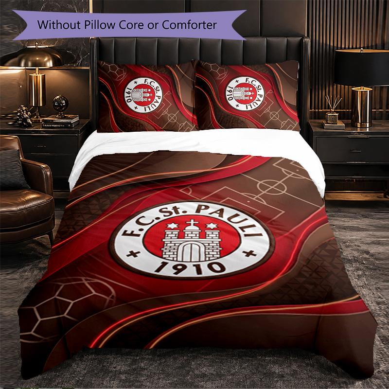Fulham Football 3 Piece Bedding Set Soft Duvet Cover Set with Pillowcases Printed Bedroom Decor Set for Home