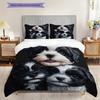 Bichon Frise Pattern Bedding Quilt Set Quilt Cover Pillowcase Home Decoration Birthday Gift (1 * duvet cover + 2 * pillowcase, without core)