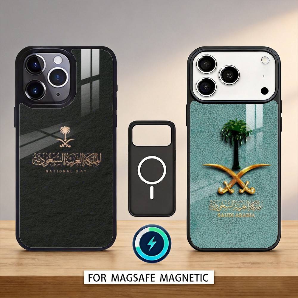Чехол для телефона Флаг Королевства Саудовская Аравия Для iPhone17,16,15,14,13,12,Pro,Max,Магнитный Для Magsafe Беспроводной Зарядки