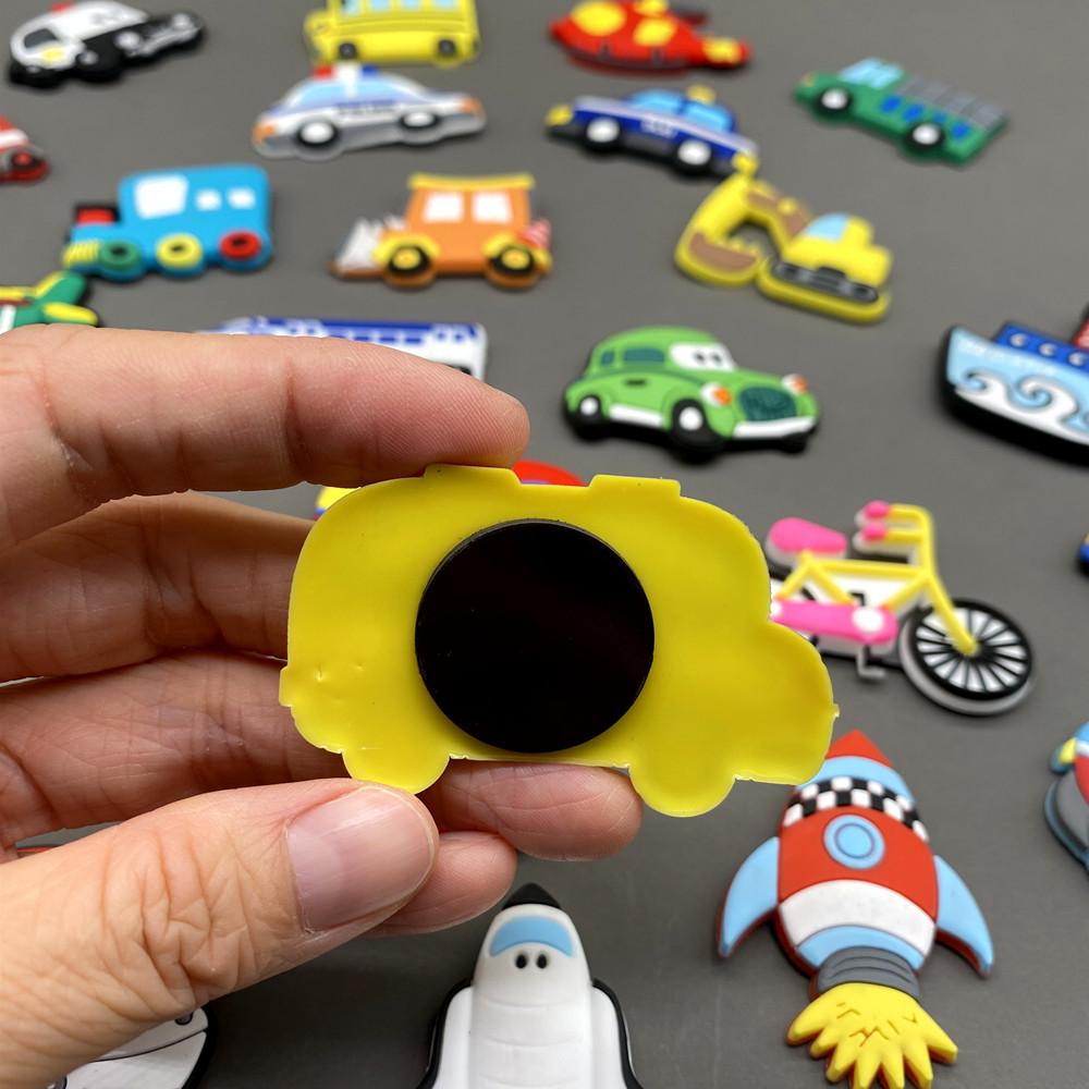 1 Set PVC Fridge Magnet Cars for Children Kids Early Education Toys Cute Magnets for Refrigerator Decor Magnetic Cartoon Vehicle
