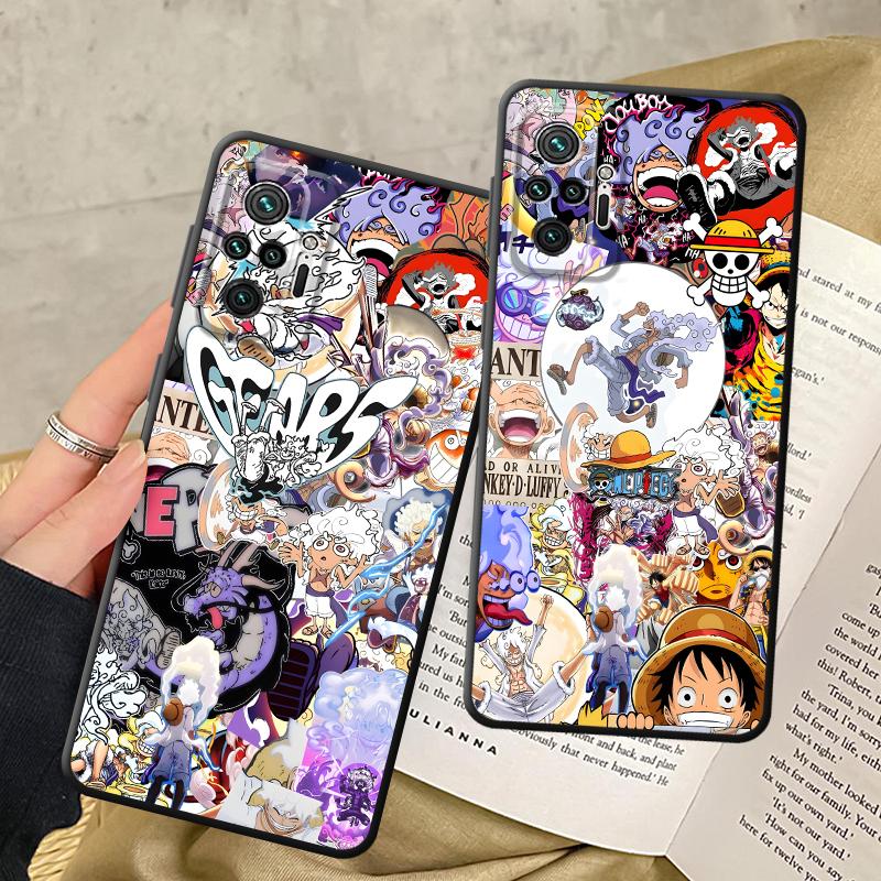 Чехол One Piece Super Gear 5 Луффи для Xiaomi Redmi Note 13 14 Pro Plus 12s 10S 9 10 11 12 7 8 11s 9S Черный Мягкий Чехол для Телефона