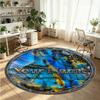 Mandala Ornament (356) Theme Round Crystal Velvet Rug Custom Name Text Personalized Floor Mat Home Decor Non Slip Crystal Carpet