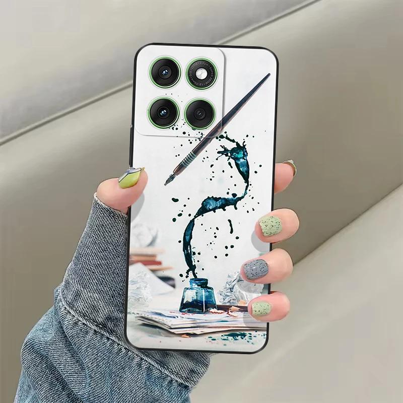 Чехол для Motorola Moto Edge 60 Мягкий ТПУ Силиконовый Черный Чехол для Moto Edge 60s edge60 Pro Роскошный Цветочный Защитный Чехол Сумки